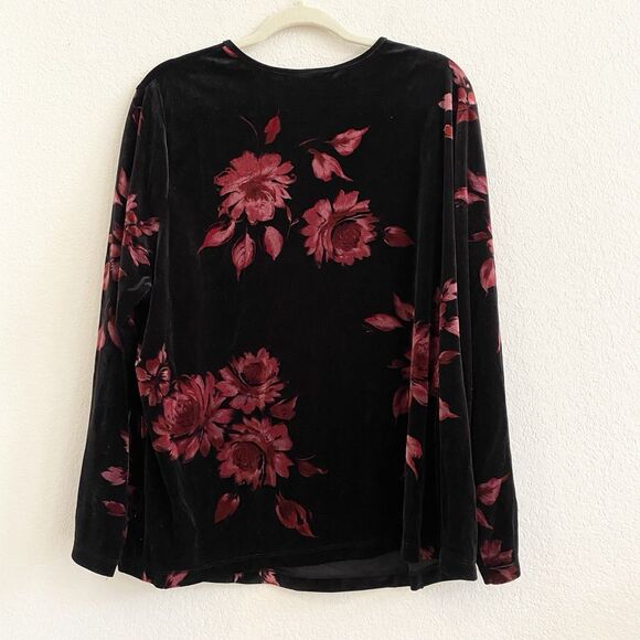 Lane‎ Bryant Blouse Womens 22/24 Dark  Floral Whimsigoth Velvet Fairy Black Red - Picture 9 of 9